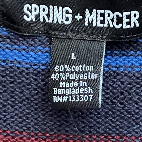 Spring + Mercer Men's Blue & Red Striped Fashionable Sweater L NWT - Picture 3 of 5